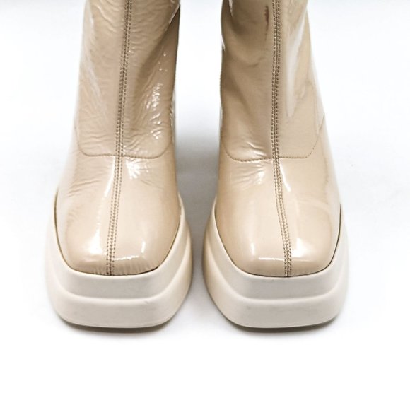 Free People Wmn Double Stack Y2k 90s Platform Cream Leather Boots 7.5US EUR 38 - Picture 12 of 12